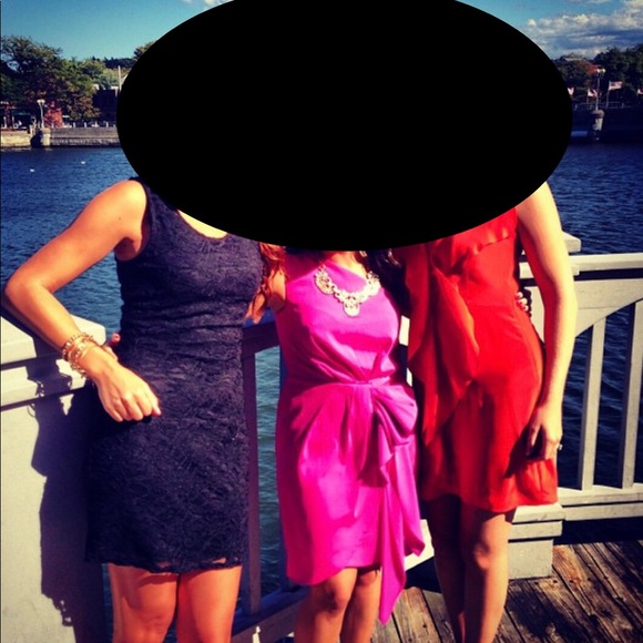 Hot Pink 1 Shoulder Dress - size 0 - Picture 5 of 5